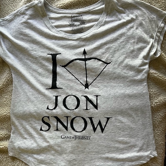 Game of Thrones I heart Jon Snow womens t-shirt L super nice!  Drop sleeve - Picture 5 of 6